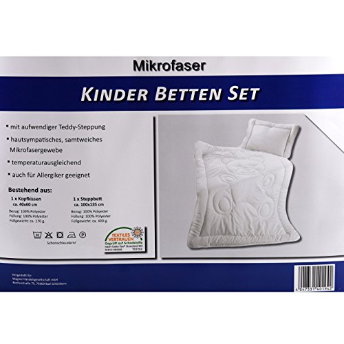 Kinder Bettdecken Set Allergiker geeignet Steppbett 100x135cm Kissen 40x60cm nach Öko-Tex Standard 100 zertifiziert - 7