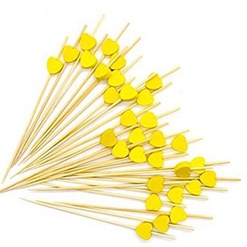 100x Demarkt Cocktailspieße Cocktail Picks Partypicker Deko Picker Herz Rosa - 2
