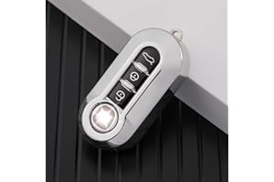 LINGXIYA 3 Buttons Car Key Cover Compatible for Fiat 500 500L Lancia Brava Bravo Ducato Fiorino Punto Panda Palio Sedici Stilo Lounge,TPU Silicone Key Fob Protective Case(Silver)