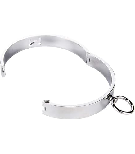 Stainless Steel Restraint SM Neck O-Ring, Lockable Slave Collar Torture/ Fetish/Slave Collar Restraint Toy For Couples, Women, Men(11.7CM
