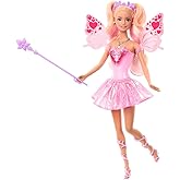 Barbie peri kızı bebek, oyuncak değnek ve moda aksesuarları, renk değişimi &ouml;zellikli kanat ve kıyafetler, masal teması, JCP76
