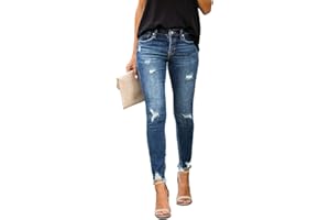 ORANDESIGNE Jeans Donna A Vita Media Eleganti Denim Pantaloni Slim Fit Skinny Jeans Leggins