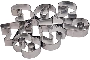 FAST WORLD SHOPPING ® Stampini Per Biscotti Stampi A Forma Di Numero Tagliapasta In Acciaio Inox 9 Forme Numerate Formine Tagliabiscotti Decorazione Cioccolato Dolci E Torte