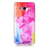 FESELE Silikon Handy Hülle für [Samsung Galaxy J5 2016], Durchsichtig Ultradünn TPU Handytasche für Samsung Galaxy J5 2016 Bunt Malerei Muster Transparente Schutzhülle Weiches Silikon Tasche Hüllen Rückschale Schutz Tasche TPU Crystal Clear Case Etui Bumper Kratzfeste Stoßdämpfend für Samsung Galaxy J5 2016 + Blau Eingabestift Stylus Touch Pen- Bunt Malerei - 2