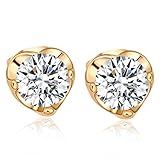 Color: oro y blanco YAZILIND 18 k chapado en oro mujer joyeršªa exquisita corte chispas rhinestone Stud pendiente (blanco)