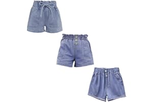 FedMois Short de Jean pour Fille, Lot de 3