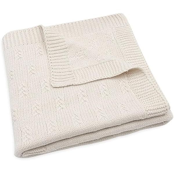 Couverture Bébé Jollein Cosy Knit - Ivoire - 75x100cm - Velours Coton - Oeko-Tex