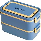 Vagonlife Bento 2000ml Lunchbox 2 Katlı 3 B&ouml;lmeli Mini Kaseli &Ccedil;elik Sefer Tası Yemek Kutusu (Lacivert-Sarı)