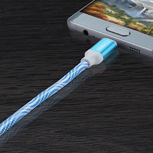 Micro USB Kabel, TYJTECH 2-Pack 3.3FT/1M Micro USB Schnellladekabel Geflochtenes Kabel High Speed Sync für Android Smartphones, Samsung Galaxy, HTC, Huawei, Sony, Nexus, Nokia, Kindle und mehr – Blau - 3