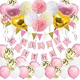 Decoración de globos de cumpleaños rosa: ideal para fiestas de cumpleaños, bodas, baby shower, despedidas de soltera, aniversario, bautizos y otras celebraciones.