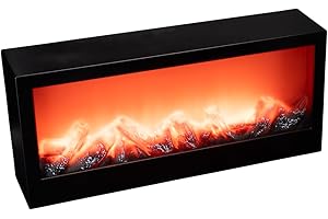 Ideen mit Herz Chimenea decorativa, funciona con pilas, sin calefacción, efecto realista de llama/fuego, 45 x 10 x 20 cm, con temporizador (6h encendido, 18h apagado)