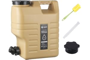 Starnearby Tanica per Acqua con Rubinetto, Serbatoio per Acqua Potabile Addensato, Contenitore per Acqua da Campeggio, Bidone Acqua con Rubinetto Staccabile con Tubo di Prolunga (12L Cachi B)