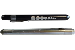 Milisten 2 Pcs Stylo Lumière avec Pupille Jauge Led Lampe de Poche Stylo Médical Réutilisable pour Infirmières Médecins Infirmières Étudiants (Noir Blanc)
