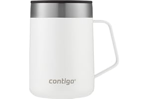 Contigo Streeterville Desk Mug, vaso de café aislado con asa de acero inoxidable, vaso de café para llevar con tapa, mantiene el calor hasta 5 horas, óptimo para oficina u hogar, 410 ml
