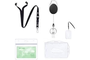 PAILEWEI Rétractable Porte Badge, Cordon Avec Porte Carte, Badge Enrouleur,transparentes étanche, Pour Carte Transport, Cartes Crédit (1 Set)