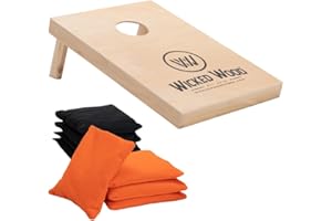 ‎WICKED WOOD GAMES Offizielles Cornhole Set 90x60cm - 2x4 Cornhole Säckchen - EIN offiziell ACL-lizensiertes Set of Cornhole Boards - Sackloch Spiel für Outdoor - Verschiedene Designs erhältlich