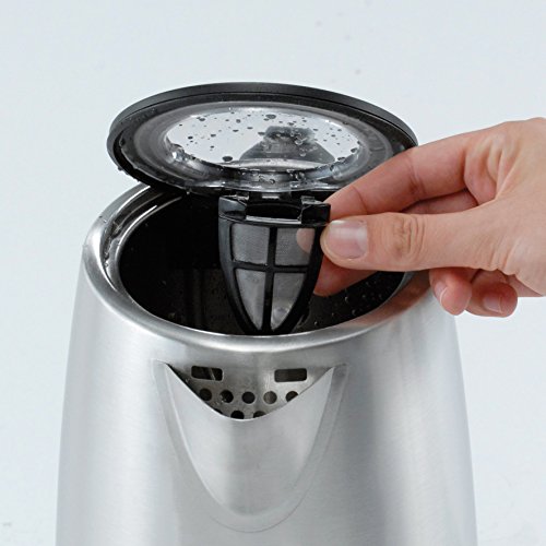 Cloer 4959 Touch-Wasserkocher / 2200 W / Basisstation mit Glasoberfläche / LED-Anzeige und Touchdisplay mit Temperaturregelung ( 40°- 100° C) / 1,7 Liter / mattierter Edelstahlbehälter - 7