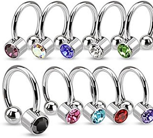 1 x Red Crystal Front Set Horseshoe Fake Faux Surgical Steel Non Piercing , Can Be Worn in Most Body Parts Without Piercing