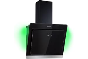 Klarstein Köksfläkt 60cm, Frånluftsfläkt, Köksfläkt med kolfilter, med 585m³/h luftflöde, Väggfläktar RGB-LED & IoT/Wifi, Tysta köksfläktar 60 cm