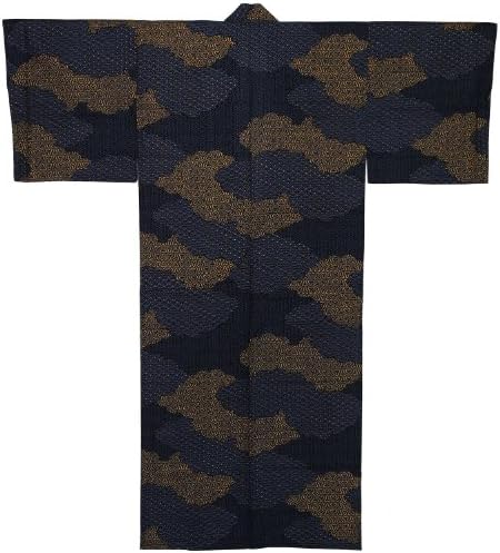 Japanya Cloud Design Men's Kimono (Black with Grey and Yellow Motif)
