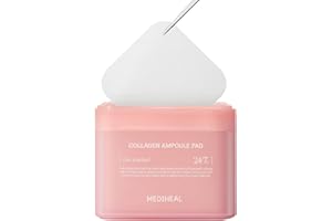 Mediheal Collagen-Ampullen-Pad - Gesichtswasser aus Baumwolle für Hautstraffung und Wiederherstellung der Elastizität - vegane Öko-Seidenpads (100 Stück)