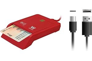 Woxter Lector DNI Electrónico con Conexión Tipo C - DNI Electrónico Inteligente, DNI 3.0 y 4.0, Tipo C, Compatible con PC y Mac, Incluye Adaptador Tipo C a USB A. Color Rojo