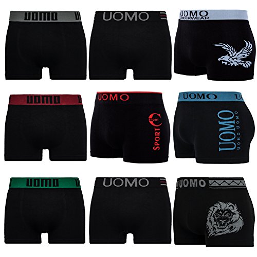 L&K Bóxer de Microfibra para Hombre Negro 1202, Pack de 10 XL/2XL