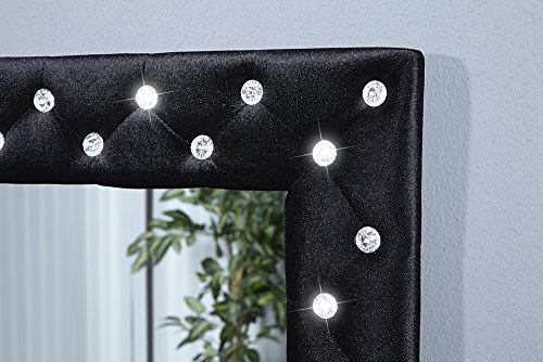 Großer Wandspiegel BOUTIQUE 80×60 schwarz edler Samtstoff mit Strassknöpfen - 3
