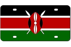 Higoss Marco de matrícula de la bandera de Kenia, marco de matrícula frontal de metal de aluminio para automóvil, marco decorativo novedoso para placa de matrícula, 6 x 12 pulgadas