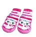 Moolecole Baby Girl Toddlers Kids Indoor Slippers Shoes Socks Moccasins NON SKID PINK STRIPED Cute Cat 15cm