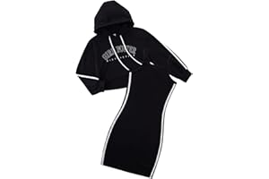 ESHOO Girls 2 Piece Outfits Kids Hooded Pullover Sweatshirt Tops Cami Dress Clothing Set Teen Girls Bodycon Dress and Hoodie Crop Top Sweatshirt Fall Winter Clothes