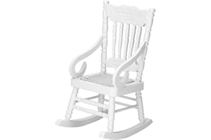 TNFEEON Dolls House Rocking Chair, 1/12 Lightweight Wooden Dollhouse Furniture Set Fun Armchair Sofa Models Early Education Play Game Dollhouse Accessories for Baby[White]