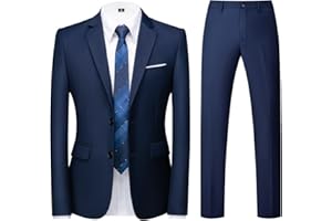 KUDORO Herren Anzüge Slim Fit 2-Teilig Zwei Knöpfe für Hochzeit Business Herrenanzug Sakko Hose