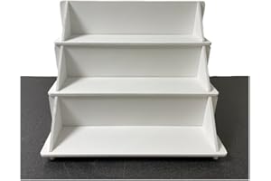 PARTY DECOR MDF White 3 Tier Solid Back Display Craft Table Stand - Size 370mm x 324mm x 320mm - For Craft Fairs, Market Stall Display Shelf, Shop Display Stands, Makeup Stand, Perfume display shelf