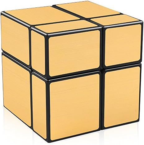 HAKATA 2x2 Mirror Cube Speed Puzzle Color Black and Sticker Golden