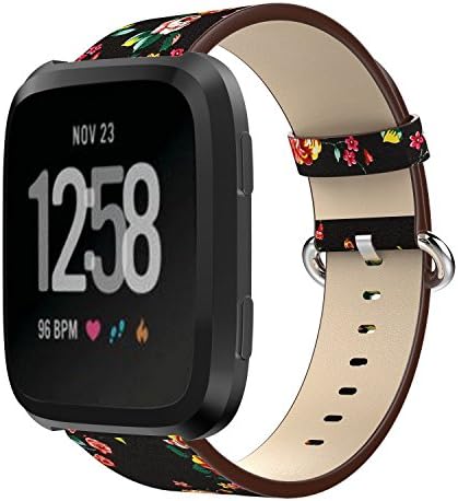 TopTen Fitbit Versa Watch Band, Adjustable Leather Sports Wrist Bracelet Strap, Replacement Accessories Wristband for Fitbit Versa Health and Fitness Smartwatch (B)
