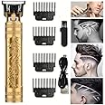 Electric Beard Trimmers for Men - Vintage Trimmer Professional Men's Clippers - Hair Clippers Beard Trimmer for Men - Mini Clippers Cordless - USB Rechargeable Barber T Blade Gold Trimmer