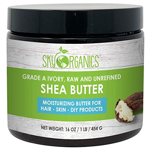 Organic Shea Butter By Sky Organics: Unrefined, Pure, Raw Ivory Shea Butter 454g - Skin Nourishing, Moisturizing & Healing, For Dry Skin, Anti-Inflammatory -For Skin Care, Hair Care & DIY Recipes