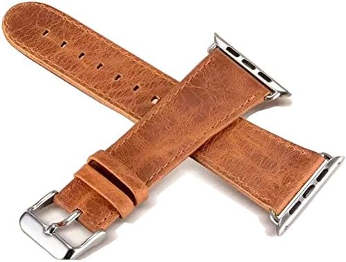 WTACC Women Watch Band 38mm Leather Designer Replacement Strap for Apple Series 3/2/1,light brown