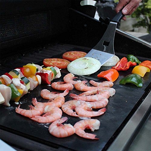 KepooMan 5er Set BBQ Grillmatten Backen- wiederverwendbar, langlebig, hitzebeständig (über 260 Grad!) für Veggies, Garnelen, Fisch, Speck, Pizza, Pfannkuchen, Eier… - 5