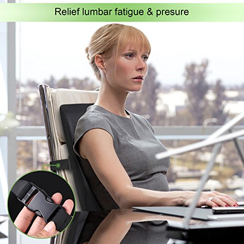 amzdeal Rückenkissen Rückenunterstützung Kissen Lendenkissen für Bürostuhl und Chefsessel Schwarz - 5