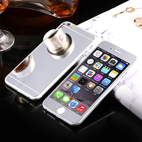 Front+Back Mirror Effect [Full Coverage] Tempered Glass Screen Protector for Apple iPhone 6 / 6S 4.7 inch - Yihya Premium 9H Anti Scratch Full Edge to Edge Protection Protector Film - Silver