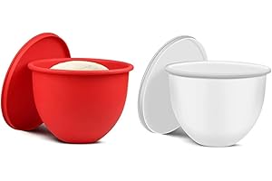 HomeVortex Silikon-Schüsseleinsatz-Set für KitchenAid vertikalen Mixer, mit Ausgießer, Aufbewahrungsdeckel, spülmaschinen- und mikrowellengeeignet, -40 °C bis 240 °C, hitzebeständig (rot + weiß)