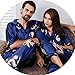 Produktbild AXIANQIPJS Leichte Stoff-Pyjamas Paar Pyjamas Blauer V-Ausschnitt Kurzärmelige Männer Und Frauen Mit Dem Gleichen Absatz M-3XL (Color : Blue, Size : Ms. L)