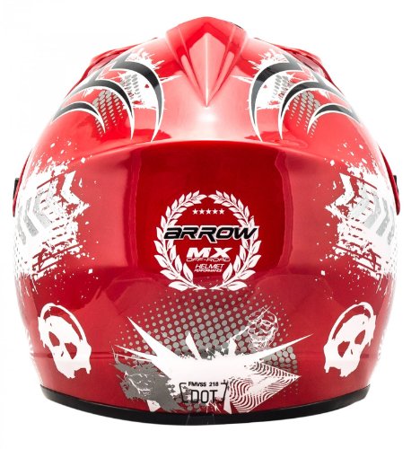 ARROW HELMETS AKC-49 Red Moto-Cross-Helm Cross-Helm Kinder-Cross-Helm Helmet Sport Junior Kids Quad Pocket-Bike Enduro MX Motorrad-Helm Cross-Bike Kinder-Helm, DOT zertifiziert, inkl. Stofftragetasche, Rot, S (53-54cm)