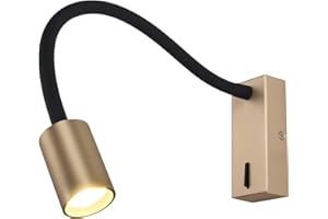 DAWALIGHT DAWALLIGHT LED Wall Reading Light, 5W Wall Mounted Antique Brass Reading Gooseneck Lamp Bedside for Bedroom Desk Stairs Study Room with Switch