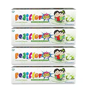PediflorKidz Green Apple Toothpaste with Xylitol - Protects Enamel, Prevents Cavities | Anticavity Toothpaste for Kids | Vegan Friendly | Pack of 4