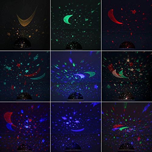 CalMyotis® Stern Projektor Nachtlicht, 360 Grad drehender Starlight Stern Himmel Projektor Romantische Geburtstags Weihnachtsbaby Kinderschlafzimmer Nachtlampe - 5