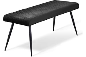 AINPECCA Dining Bench Velvet Padded Upholstered Dinner Vintage Stool with Metal legs Lounge Stool Doorway Dinner Bench (Velvet Black,130cm)