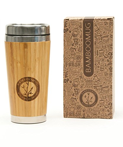 Bamboomug ED5006, Kaffee- oder Teebecher, doppelwandig, aus Edelstahl und Bambus, 450 ml - 5